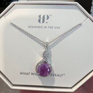 NEW Bomb Party BP Necklace - "Loving Embrace" - Lavendar Ice Crystal on Rhodium